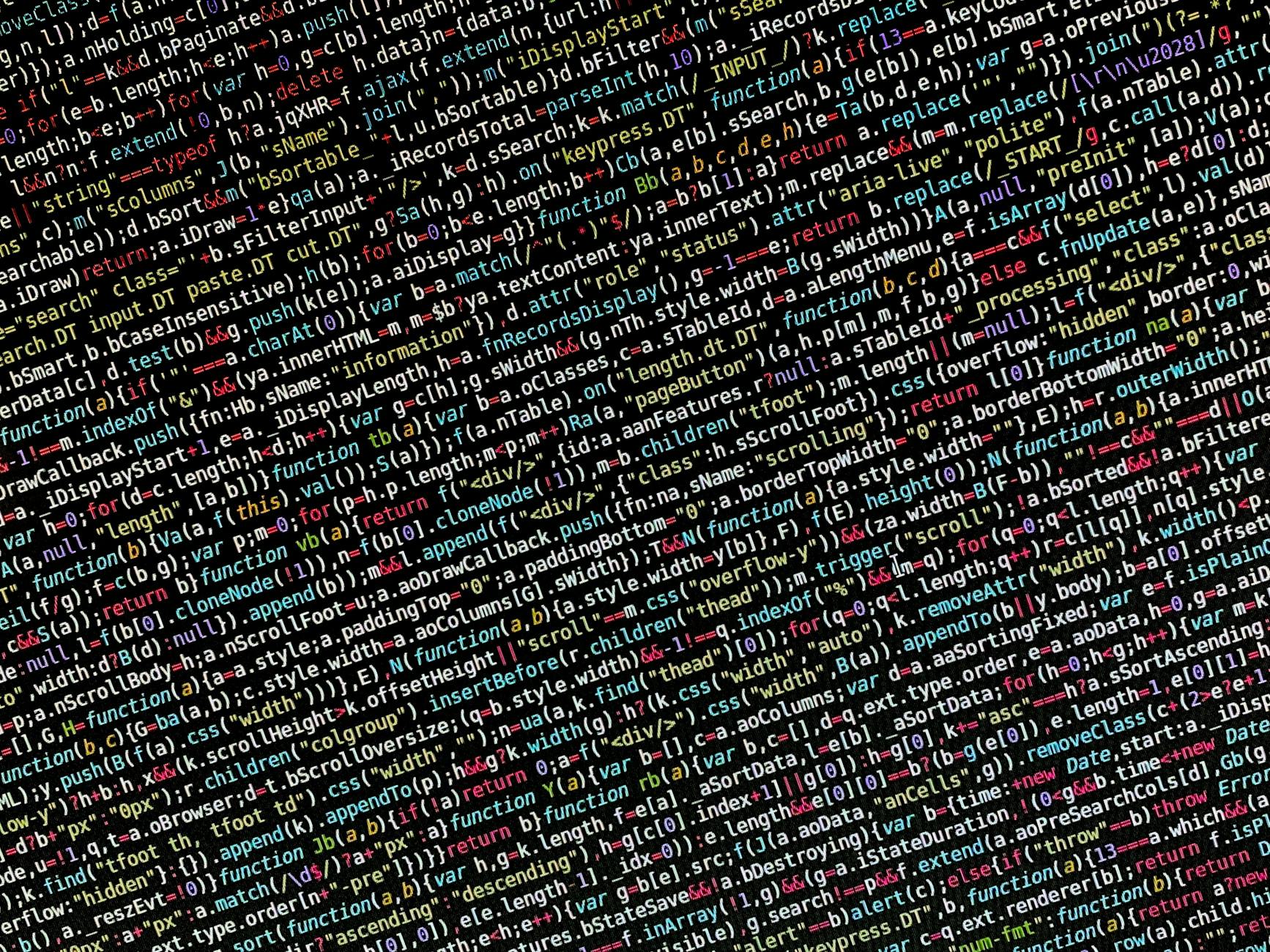 Kolorowy kod źródłowy na ekranie przedstawiający fragment programu